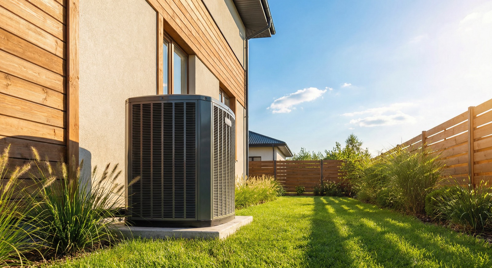 Air conditioning unit being serviced